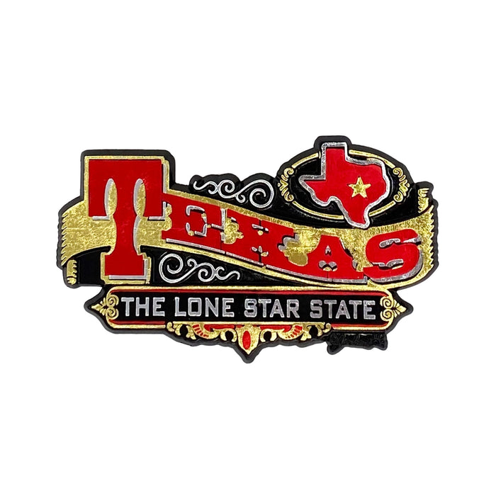 Texas The Lone Star State Gold/Red Magnet