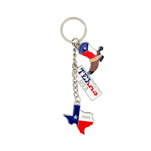 Texas USA Map Boot Keychain