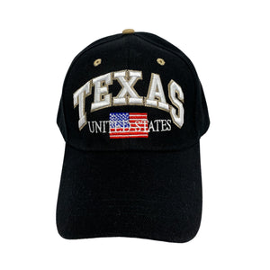 Texas United States with USA Flag Cap - Black