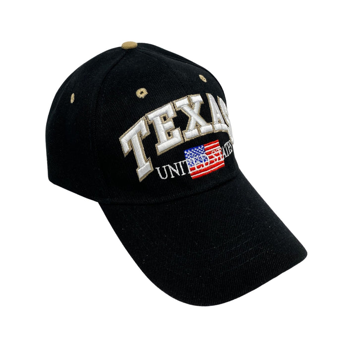 Texas United States with USA Flag Cap - Black