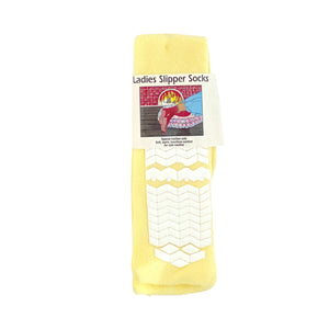 Treaded Mid-Calf Slipper Socks - Women's - Yellow _ Front View