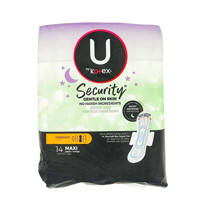 U by Kotex Overnight 14 Maxi Pads with Wings