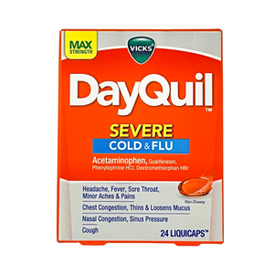 One unit of Vicks DayQuil Severe Cold & Flu Relief 24 Liquicaps