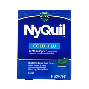 One unit of Vicks NyQuil Cold & Flu Nighttime Relief 24 Liquicaps