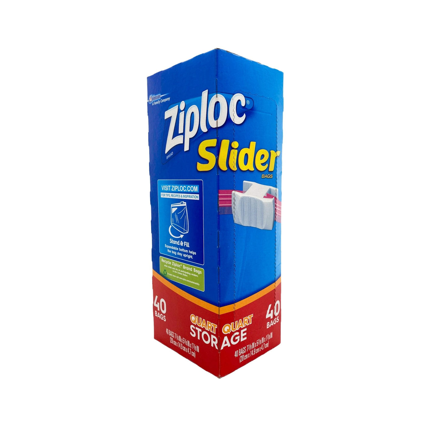 Ziploc Storage Bags, Slider, Quart